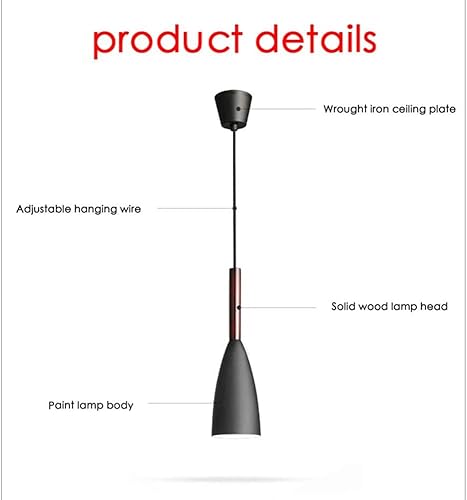 Miniatura 6 de NERDOH Lámpara de techo LED vintage de metal y madera, lámpara de techo moderna para sala de estar, iluminación de techo, para dormitorio, oficina y