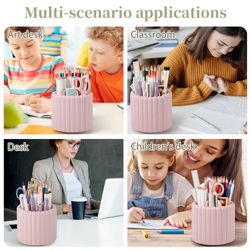 Image of Anyoifax 360 Rotating Pen Holder for Desk Removable Pencil Organizer, Pink