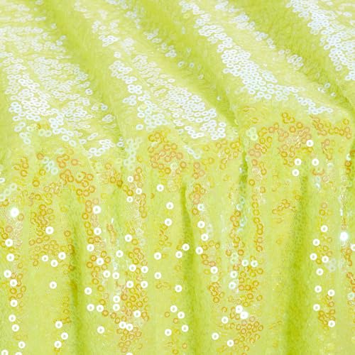 Image of B-COOL Sequin Tablecloth Iridescent Yellow Sparkly Elegant Drape Sequin Tablecloth 90x156 inches for Wedding Party Cake Dessert Events Christmas Decorations