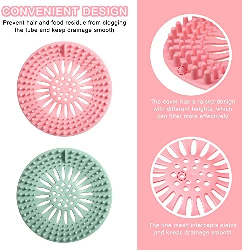 2 Pack Hair Catcher Drain, Sink Drain Strainer Silicone Tube Drain Hair Catcher Stopper Drain Protector for Bathroom, Bathtub and Kitchen