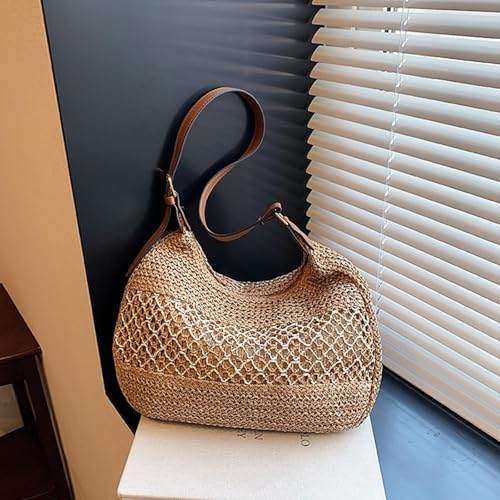 Ladies's cross-body bag, summer straw handbag, brown straw beach bag4