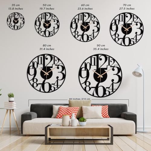 Image of Metal Wall Clock for Living Room, Bedroom, Office, Kitchen, Home and Hall, Stylish Designer Big Size Modern Wall Watch for Home Decor Black Illusion, 40 CMS