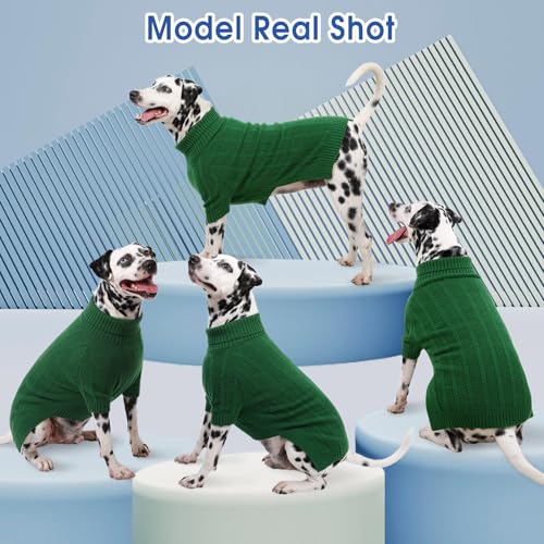 Queenmore Hundepullover Mittelgroße Hunde, Rollkragen mit Beinen, Strickpullover für Französische Bulldogge, Bulldog, Windhund & Corgi (Grün, L)