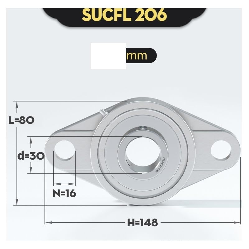Roulement sphérique extérieur SUCFL206 ID30mm en acier inoxydable - 3