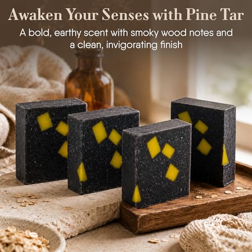 Image of 360Feel Handmade Castile Soap - Pine Tar, 5 oz | Made in the USA, Cold-Processed, Moisturizing with Rich, Creamy Lather