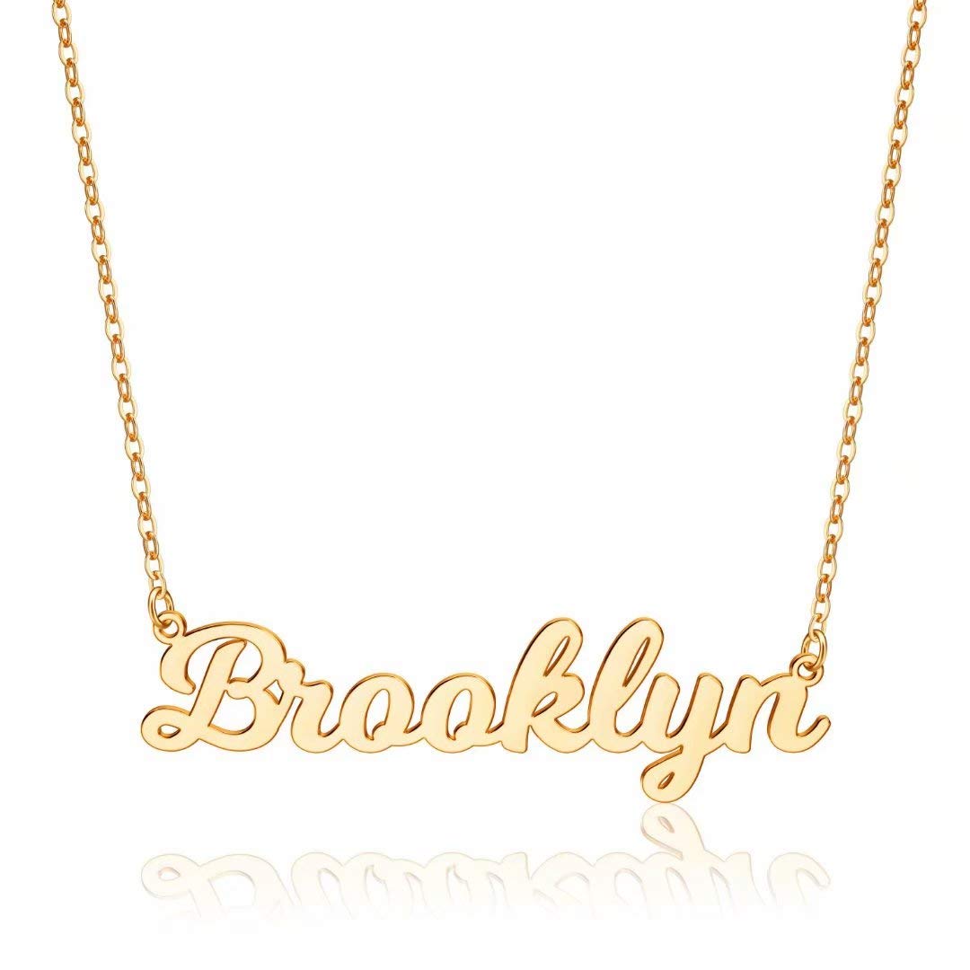 UrsteelCustom Name Necklace Personalized, 14K Gold Plated Personalized Name Necklace Dainty Name Plate Necklace Jewelry Personalized Gifts for Women
