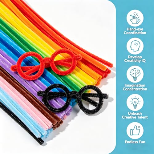 Image of Pipe Cleaners Bulk Craft,200PCS Multicolor Arts & Crafts Supplies Chenille Stems,School Supplies Kids Toys for Ages 8-1,Pipe Cleaner Flower Kit Crafts for Adults,Christmas Decorations /Home Decor Gift