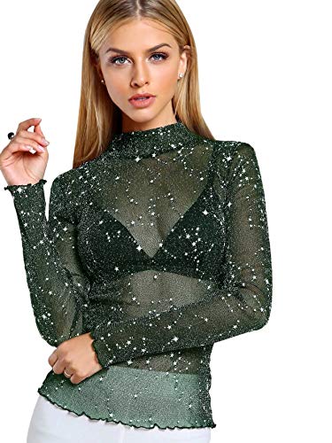 T-shirt maille transparente femme respirant et extensible col montant