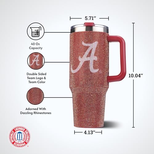 Image of The Memory Company Officially Licensed 40oz TC Bling Game Day Tumbler with Vintage Logo, University of Alabama