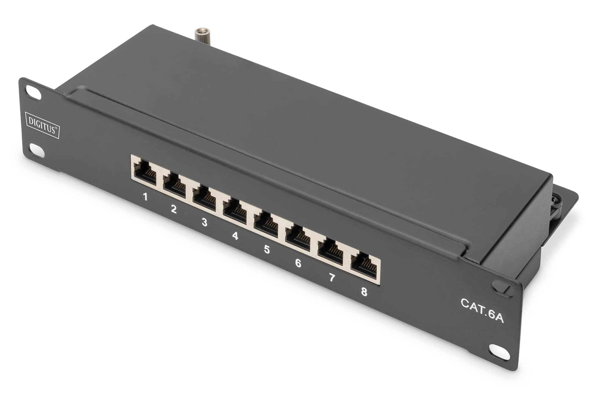 DIGITUS Set: Kit réseau 10 pouces - 1x switch Gigabit, 8 ports, administrable, switch Ethernet - 1x panneau de brassage Cat-6A , 8 ports, LSA - 10x câbles réseau Cat-6A, câble de brassage gris, 0,25 m