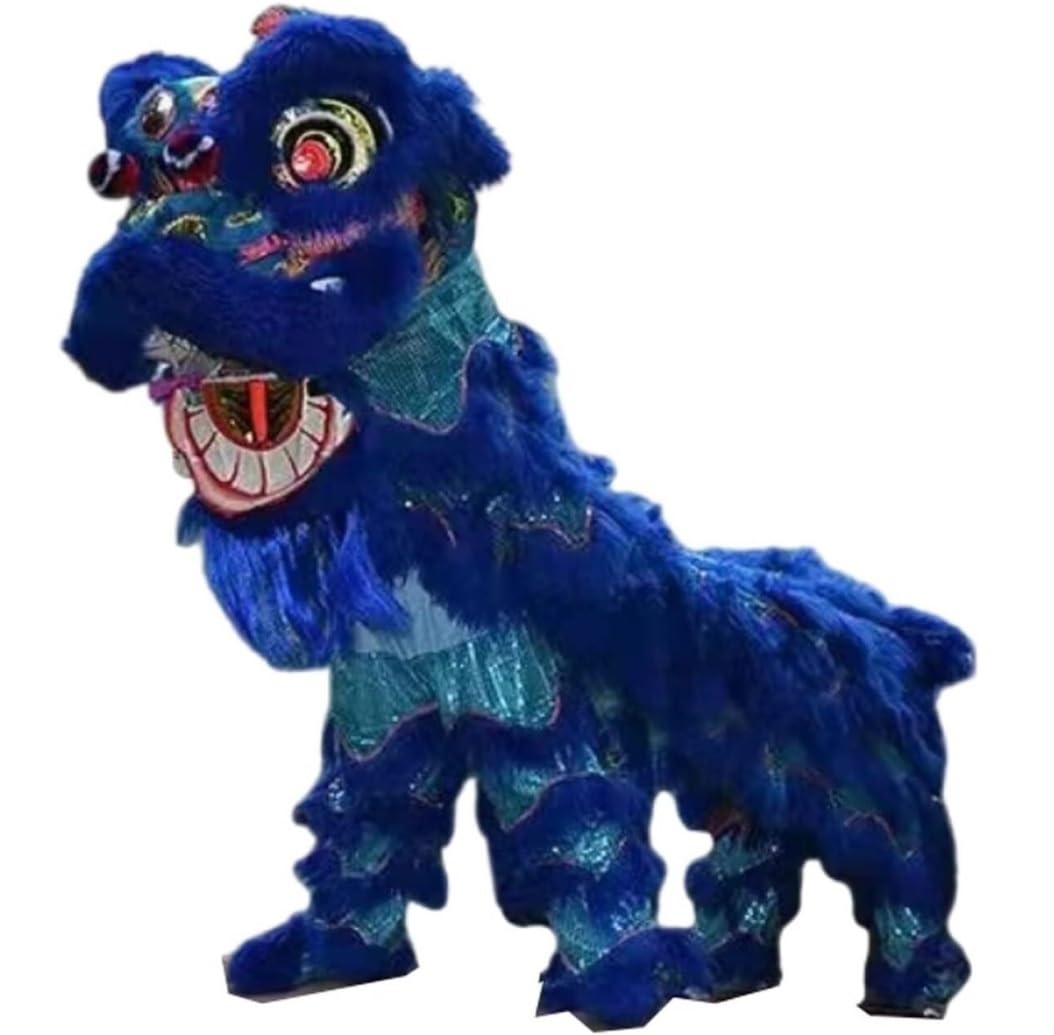 Krxsobnv Blue Lion Dance Clothes, Lion Dance Outdoor Sports Props For Two Adult Show
