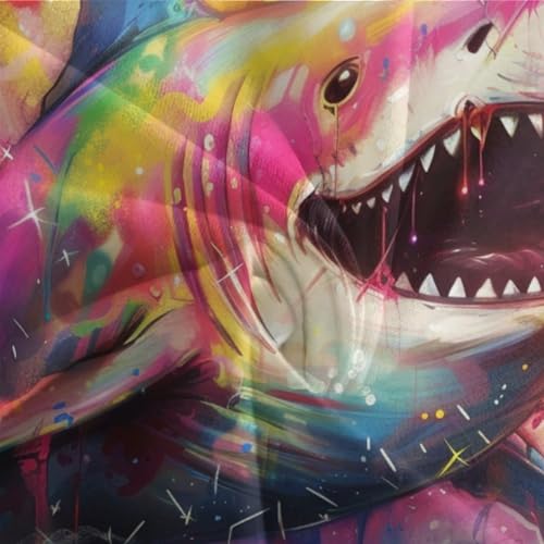 Parure de lit grand requin blanc 3D en microfibre 140x200 cm avec taies