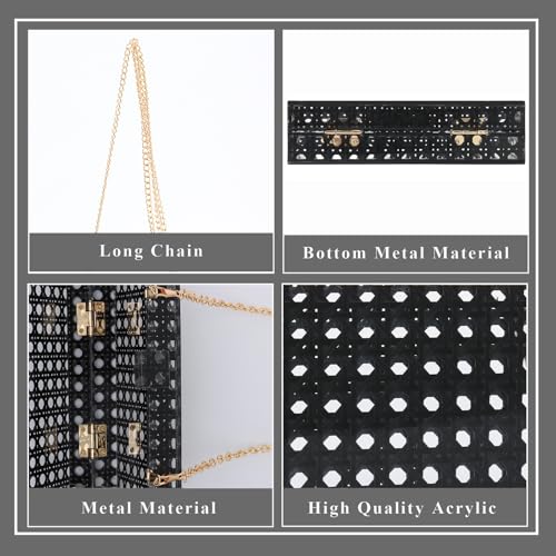 Image of GOKTOW Rattan Acrylic Bag Clutch Purse Evening Bag Woven Handbag Summer Beach Purse