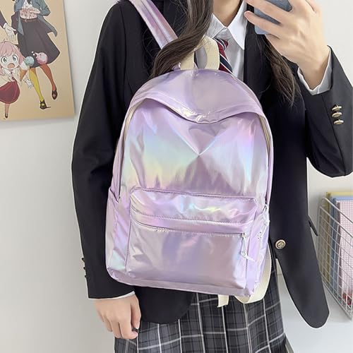 Custom Backpacks Holographic Backpack Iridescent Backpack Add Text Logo Photo Holographic Custom Backpacks For Women And Men Personalized Gifts 15in Small Bag Purple3