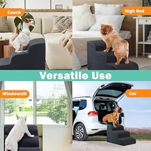   GARMART-3-Step-Dog-Stairs-for-Bed-Washable-Cover-Dog-Ramp-for-Dogs-Durable-Pet-Stairs-High-Density-Foam-Dog-Stairs-for-Small-Dogs-Gray-Grey