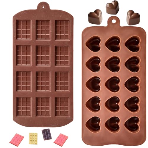 Image of Signamio Chocolate Mould Set - Heart Shape & Square Shape, 2 Pcs - Premium Chocolate Mould Silicone - Durable Chocolate Silicone Mould for Baking & Crafting