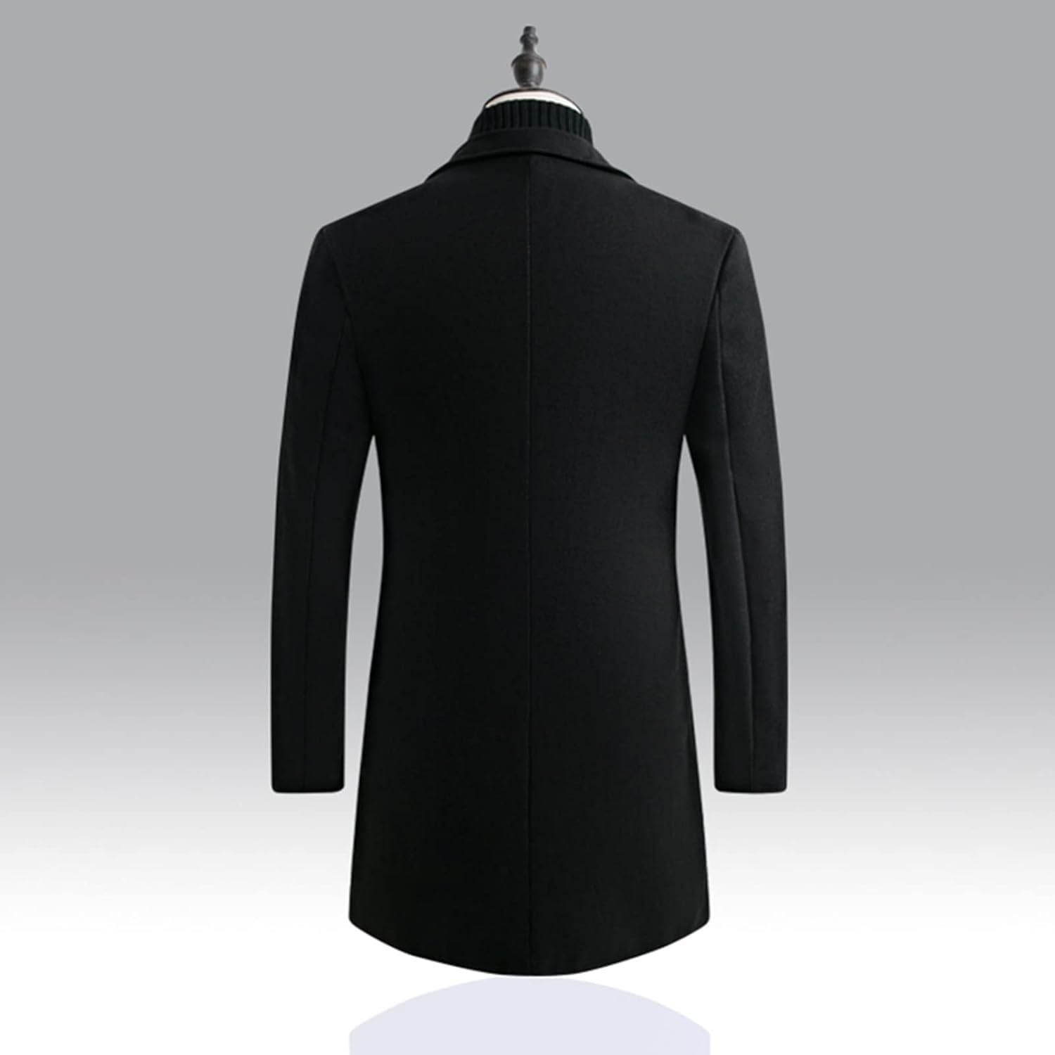 Maiyifu-GJ Men's Wool Blend Long Jackets Casual Business Slim Fit Pea Coats Mid-Length Notched Collar Trench Coat Overcoat