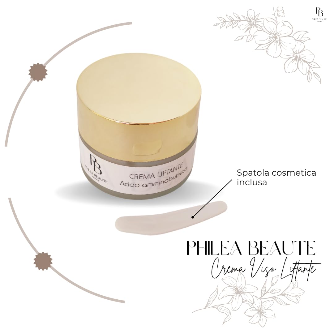 Philea Beauté 50ml Crema Viso Liftante. Crema Antirughe con Acido Ialuronico Collagene Burro di Karité Acido Amminobutirrico