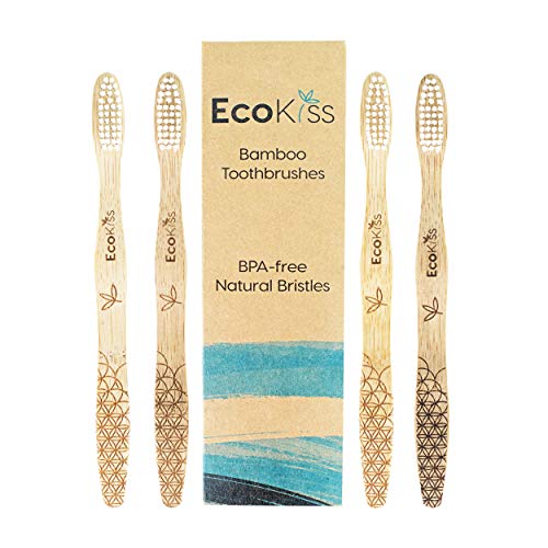 Soft Bristle Bamboo Toothbrush (4 Pack) - Zero Plastic Biodegradable Bamboo Handle
