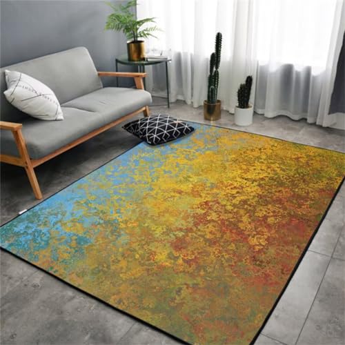 Tapis doux salon au style abstrait jaune et moderne - 2