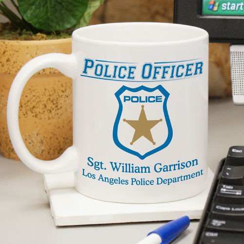Personalized Police Officer Coffee Mug, 11 oz., Dishwasher/Microwave Safe
