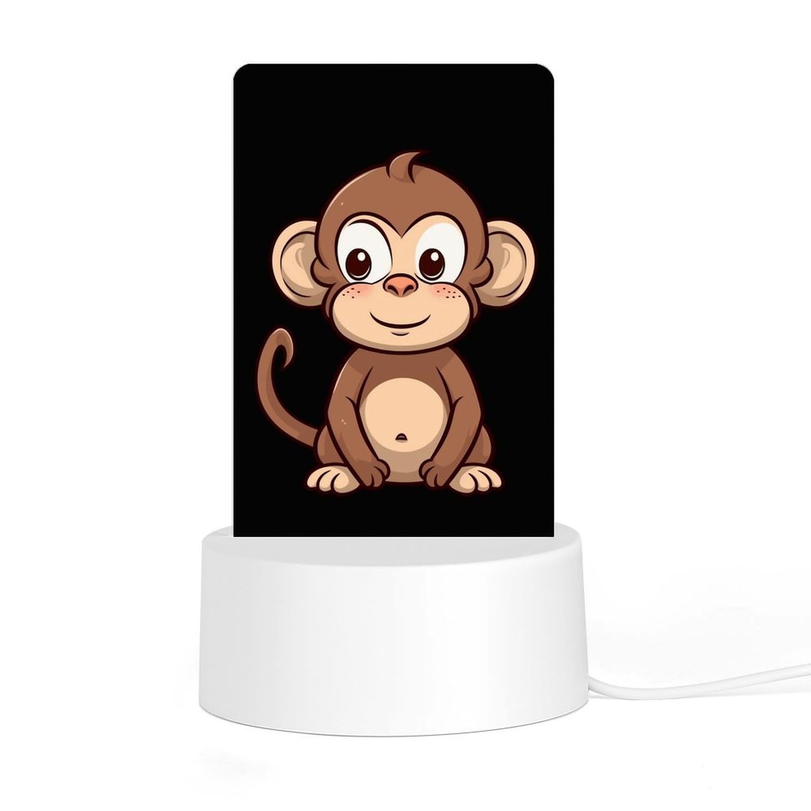 JTREHY Acrylic Night Light with Base Cartoon Brown Monkey Print Desktop Night Light LED Bedside Night Light for Bedroom Bathroom Hallway Holiday Gift