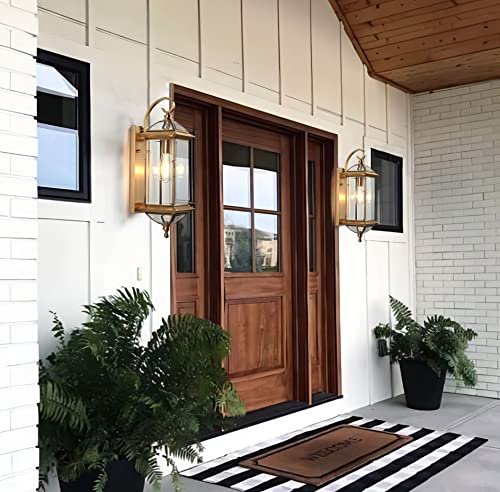 Milaii Copper Exterior Wall Light 20" H Outdoor Lights Fixture Waterproof Wall Sconce Oil Rubbed Brass Porch Light With Clear Glass Lantern Wall Mount Lights For House Garage Patio Aisle #TOP1