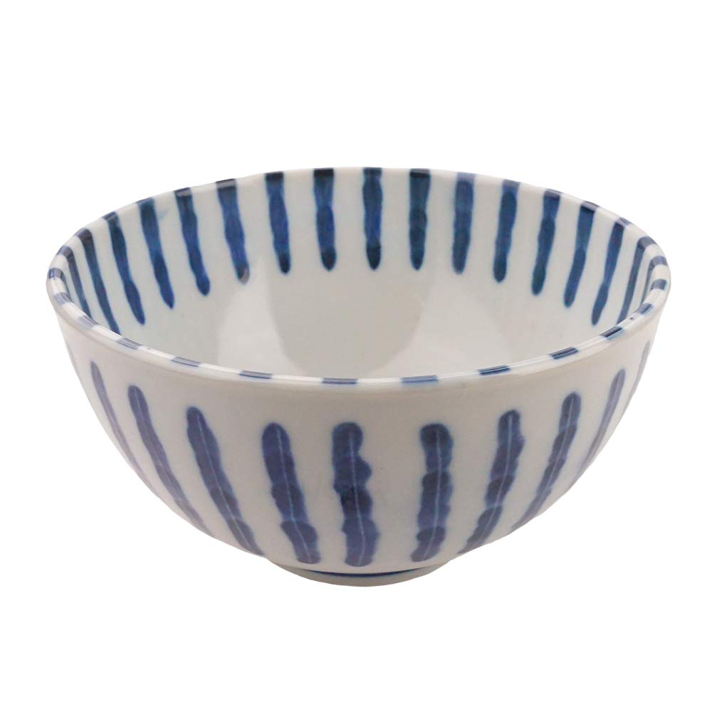 Indigo Criss Cross Grass Donburi Bowl 16cm