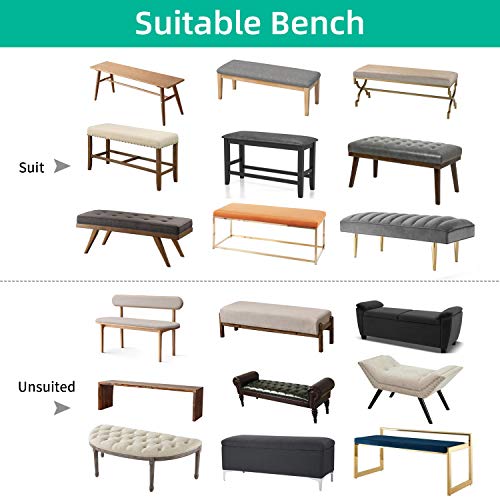 Yisun Jacquard Dining Room Bench Covers, Stretch Spandex Upholstered Bench Slipcover Removable Washable Anti-Dust Dining Bench Protectors (Grey) #TOP5
