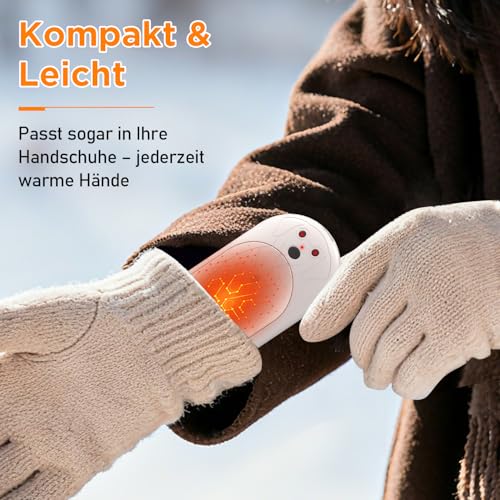 Lepwings Handwärmer Elektrisch, 2er-Pack, 6000 mAh Taschenwärmer Wiederverwendbar mit 3 Modi, 20 Stunden Lang Anhaltende Wärme… – Ansicht 4