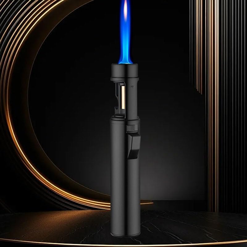 Fireblaze Electric Lighter,Portable Adjustable Refillable Butane Jet Lighter,Windproof Adjustable Flame Size,360 Degree Rotating Ignition,Comes with A Built-in Bottle Opener(Black)