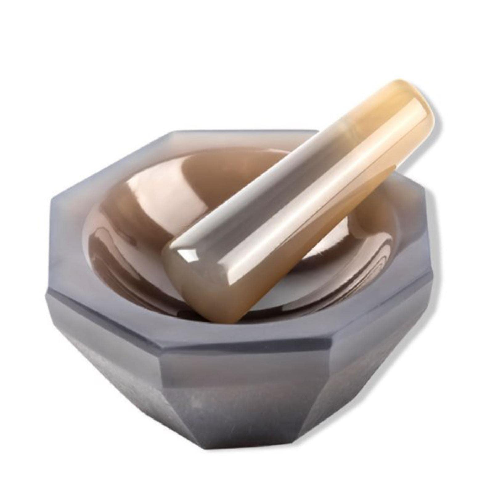 Ensemble de mortier et pilon en agate naturelle de meulage de laboratoire - Diamètre interne 60 mm