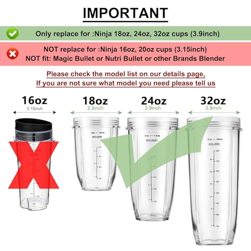 2 pack vasos de licuadora para Ninja 24 oz compatibles miniatura 6