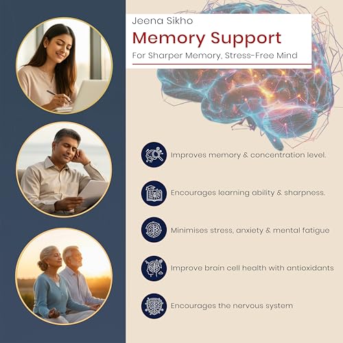 Image of Jeena Sikho Memory Support Tablets | Brain Health Formula with Brahmi, Ginkgo Biloba, Green Tea and B-Vitamins | Improves Concentration, Brain Sharpness | Stress Relief, 60 Tablets, Pack of 1