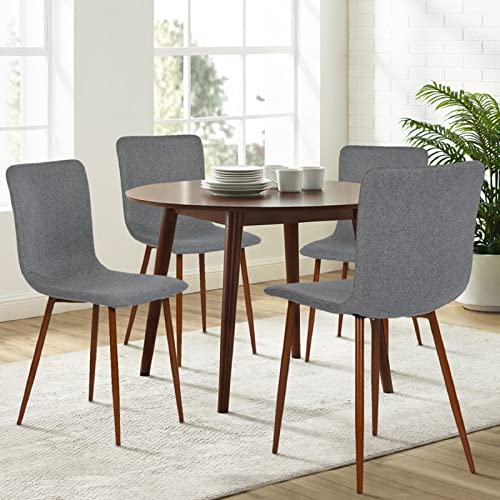Liink1Ga Kitchen & Dining Room Chairs With Comfortable Fabric Cushion Seat Back, Grey Dining Chairs Set Of 4, Easy Assembly #TOP4