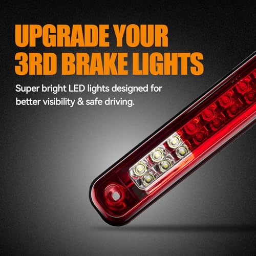 Image of Third 3rd Brake Light LED for 1988-1999 Chevy /GMC C1500 C2500 K1500 K2500 Silverado Blazer, High Mount Rear Brake Lights Assembly Center Cab Stop Cargo Light (RED)