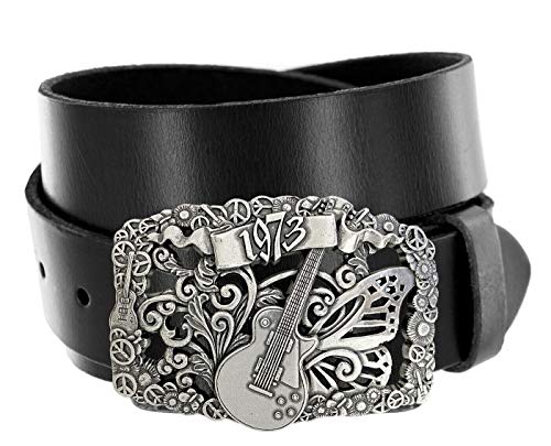 Unique Buckle Antique Engraved 100% Genuine one-piece Full Grain Leather Casual Jean Belt 1-1/2