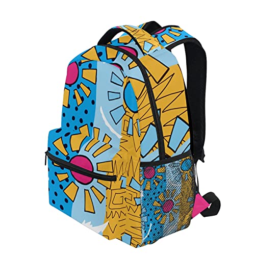 Sac à dos dessin animé avec imprimé soleil et pois géométriques - 3