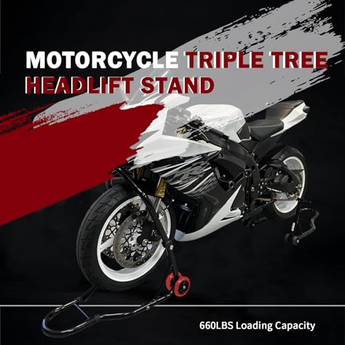 image for Porotmotor Motorcycle Head Lift Stand, Front Triple Tree Stand 660LBS 