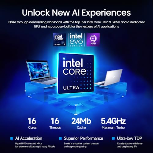 Image of 16 Inch Laptop Touchscreen Computer, 16 inch IPS 2K Touch Screen Business Laptop AI PC, 15th Gen Intel Core Ultra 9 (16-Cores), 32GB DDR5 RAM 512GB SSD, Windows 11 Pro, Backlit Keyboard, Number Pad