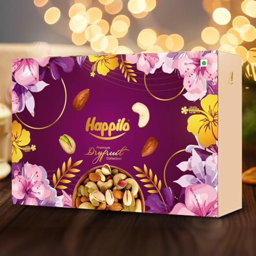 Image of Happilo Diwali Dry Fruit Gift Box Kaze 850g | Almonds, Cashew, Pistachio, Raisins | Diwali Gift Hamper | Ideal for Corporate Gifting
