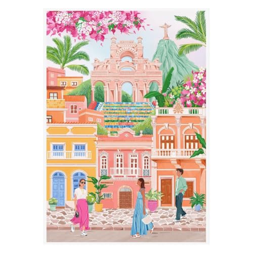 Carteles de paisajes urbanos de estilo acuarela, lámina decorativa individual para salón 2