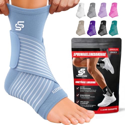 Bandage Sprunggelenk & Knöchelbandage | Plantarfasziitis Entlastung | blau | Verstellbarer Klettverschluss für rechts & links | Für Achillessehnen oder nach Bänderriss | Sport | Sl