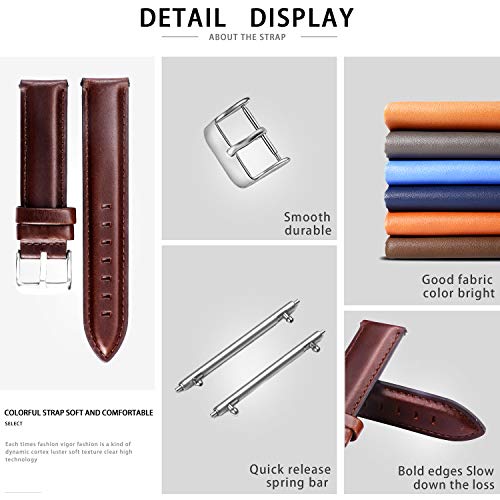 Image of BINLUN Leather Watch Band Quick Release Replacement Leather Smart Watch Straps for Women and Men in Black Brown Red 12mm 13mm 14mm 17mm 18mm 19mm 20mm 22mm