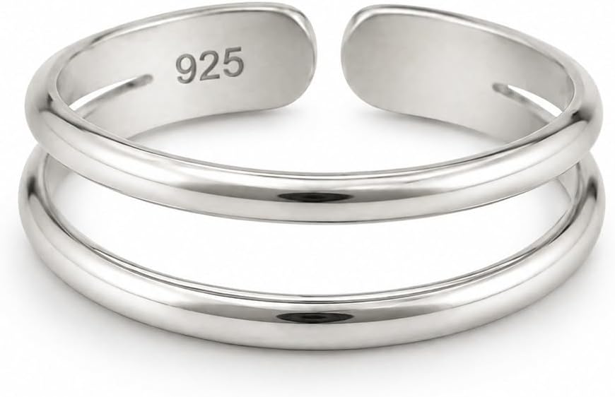 Sterling Silver Toe Ring, Adjustable Open Band, Handmade