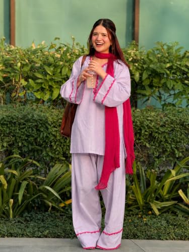 Image of ANNI Designer Cora Cotton Farshi Salwar Suit for Women | Farsi Style Kurti | Farasi Kurta with Dupatta | Parsi Ethnic Dress | Indian Office Party Traditional Clothing Fashion Wear