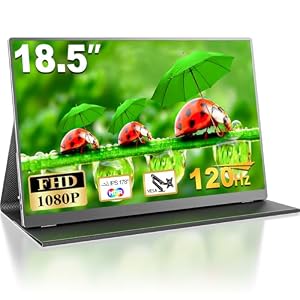 MOMODS Monitor Portatil, 18.5 Pulgadas 120Hz Monitor de Juego Portátil, IPS 1080P FHD Pantalla Portatil con VESA Mini HDMI/USB-C, para Computadora Portátil Teléfono PS5 Xbox