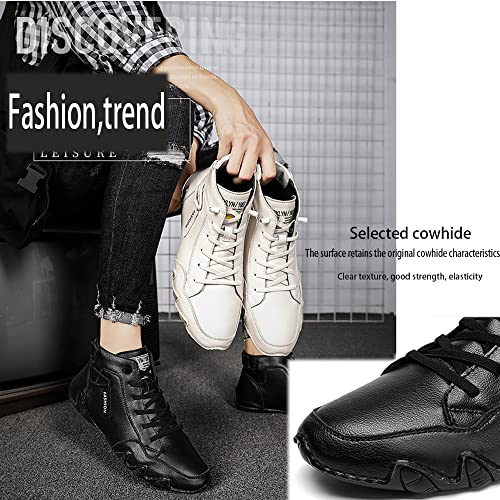 Men's Soft Cattle Leather Mid top Slip On Loafers Vintage Hand Stitching Lightweight Fashion Flat Ankle Chukka Boots3