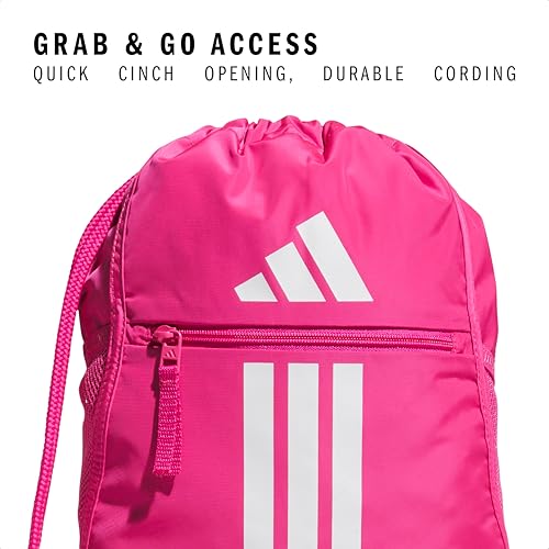 Image of adidas Alliance Sackpack - Drawstring Backpack for Sports, Small Gym, Team Shock Pink 2 /White /3, One Size, Alliance Sackpack - Drawstring Backpack Small Bag for Men and Women