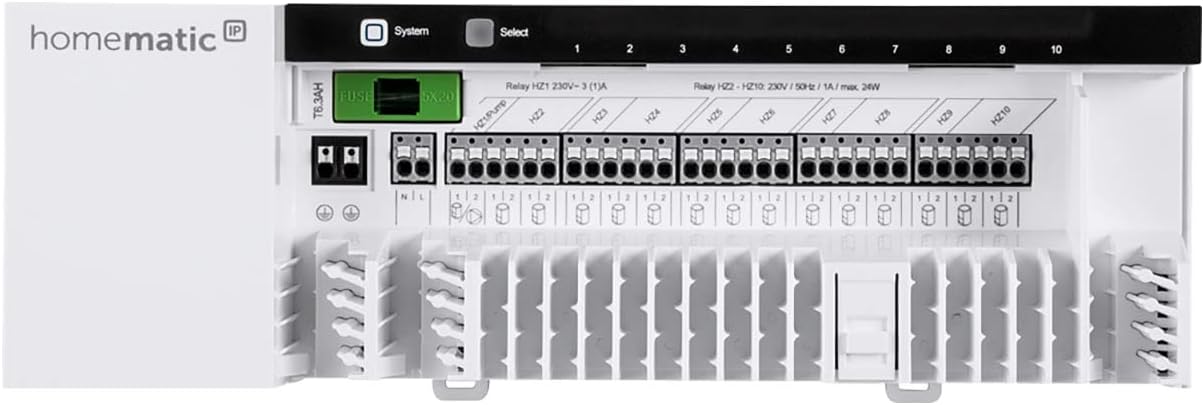 Internal wiring terminals of the Homematic IP Floor Heating Controller